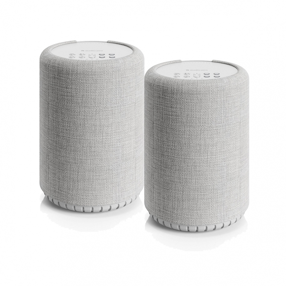 2-pack Audio Pro A10 MKII W, kompakti monihuonekaiutin WiFillä, vaaleanharmaa