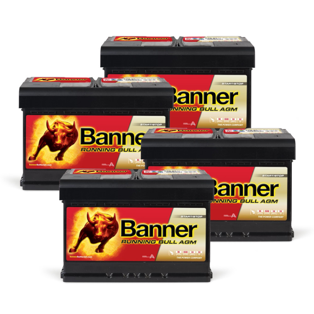 Batteripaket, 4 stycken Banner 70Ah AGM