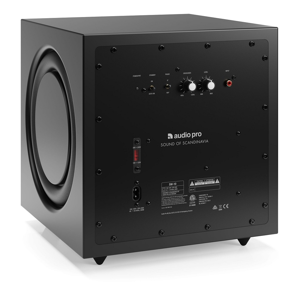 Audio Pro C20 W ja SW-10, aktiivinen kaiutinpaketti mustana
