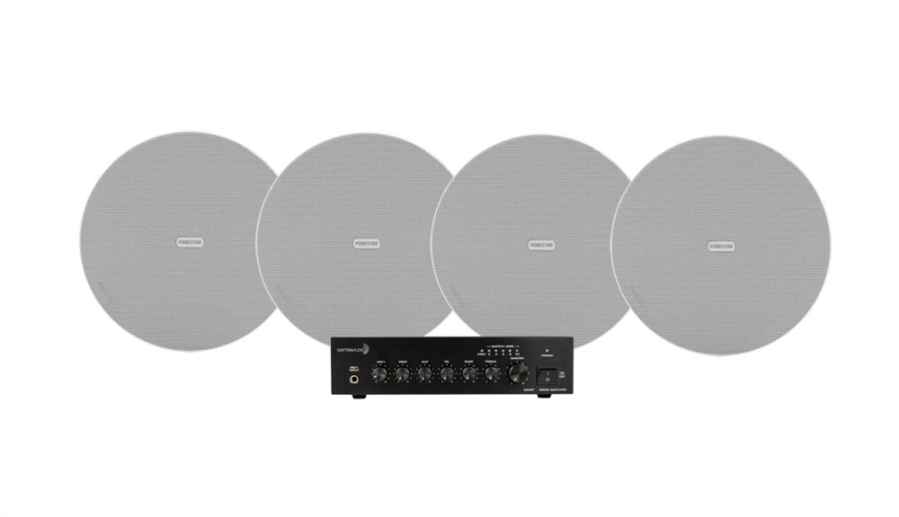 Dayton Audio DA40T 4 kpl Fonestar Sky-6T:llä, kaupallinen 100V-paketti