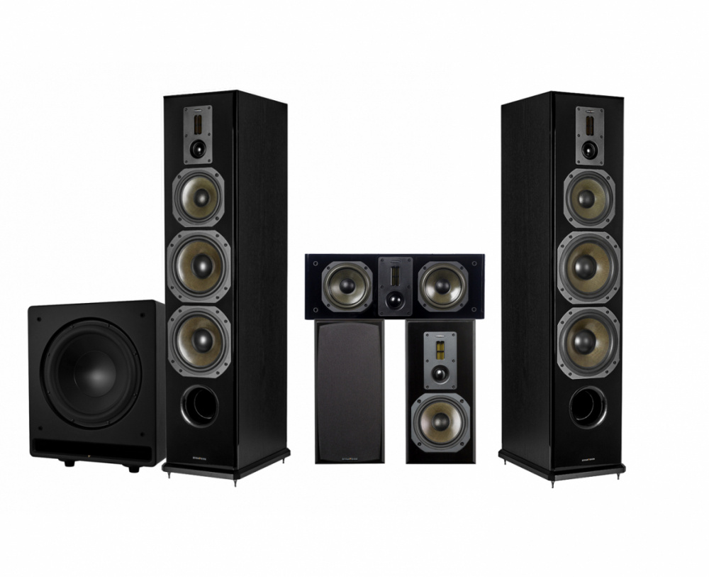 Dynavoice Definition DF-8II 5.1 kaiutinpaketti CSB-V12:llä, musta