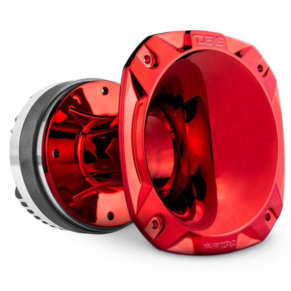 DS18 PRO-DKH1FC, kovaääninen 2 tuuman fenolikaiutin punaisella/sinisellä torvella