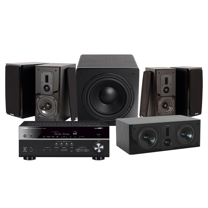 Dynavoice Definition DM-6 Svart Hembiopaket 5.1 med Yamaha RX-V683