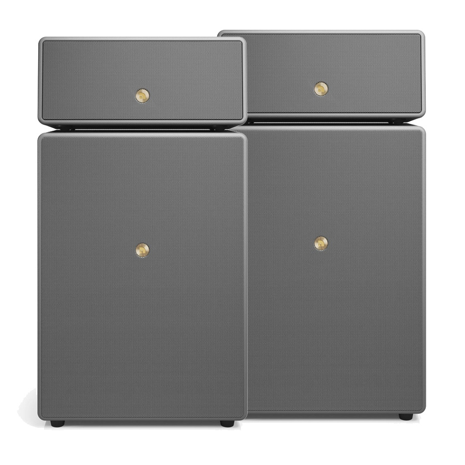 2-pack Audio Pro Drumfire II W Wi-Fi-kaiuttimet Google Castilla & AirPlay 2:lla, harmaa