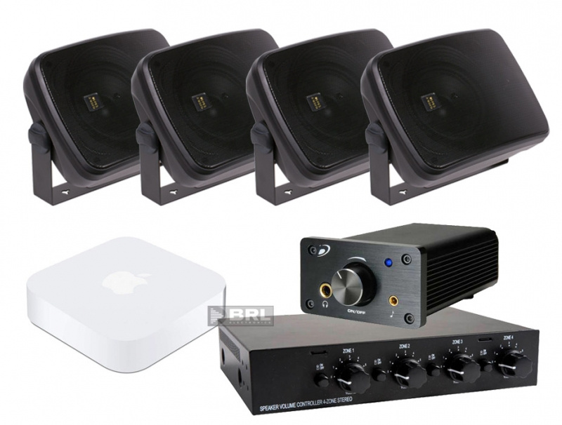 Lådhögtalare, högtalarväxel & förstärkare + trådlös mottagare