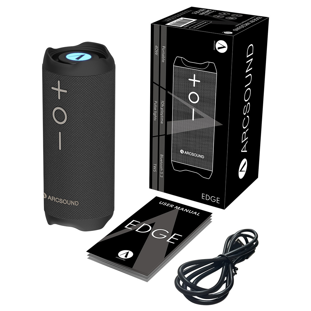 2-pack Arcsound EDGE Bluetooth-kaiuttimet, musta