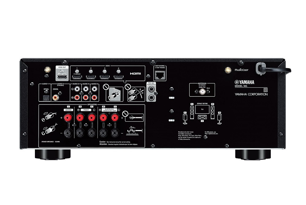 Yamaha RX-V4A & DLS Flatbox Mini On-Wall 5.0 hemmabiopaket, vit