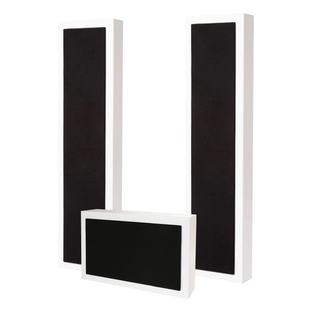 2-pakkaus DLS Flatbox XXL & Flatsub 8.2 2.1 kaiutinpaketti, valkoinen