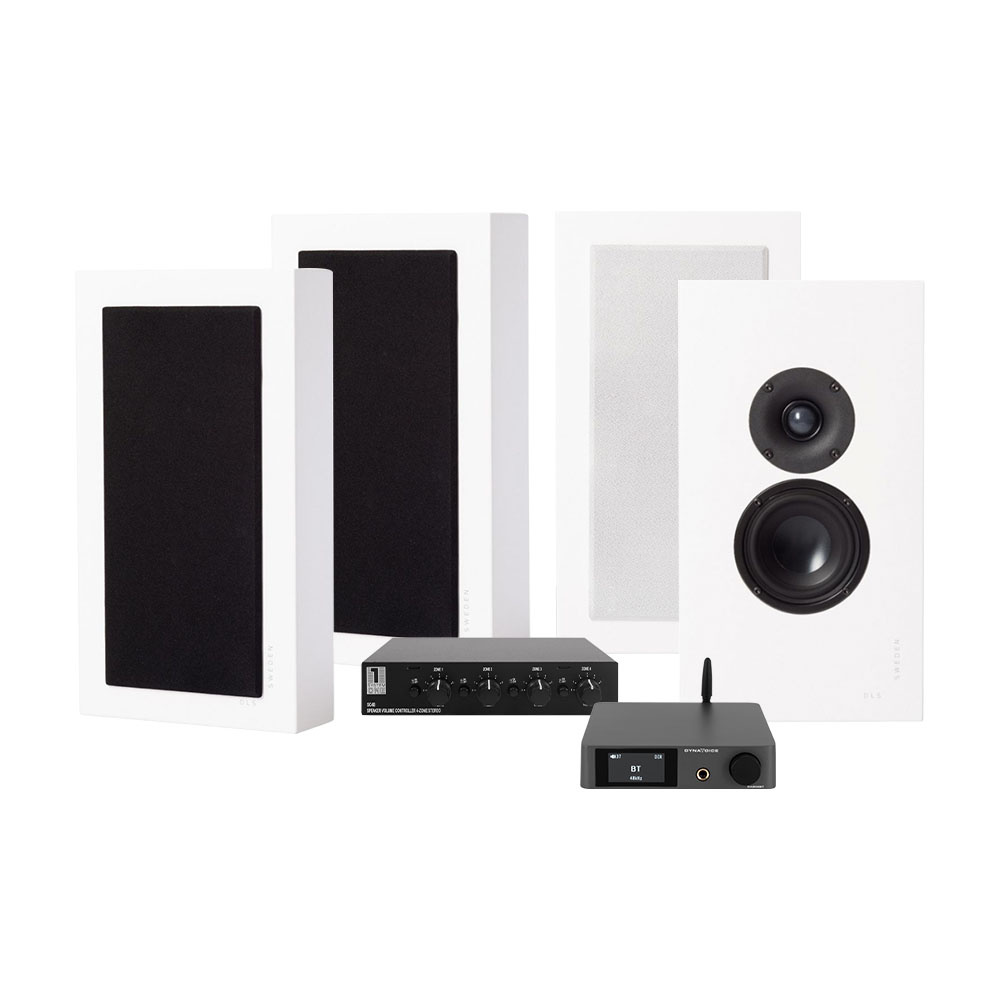 Dynavoice CA802BT, SC4B & 2 paria mattavalkoinen DLS Flatbox Midi