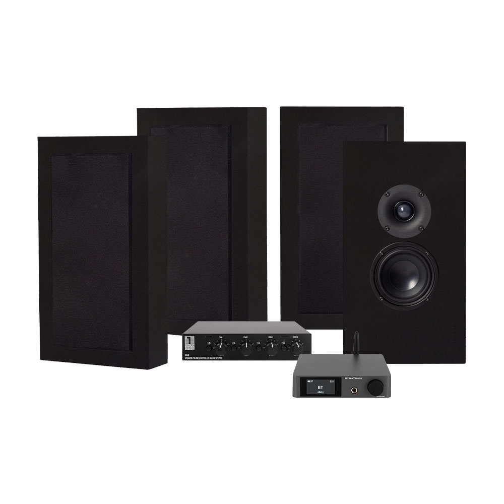 Dynavoice CA802BT, SC4B & 2 paria mattamustaa DLS Flatbox Midiä