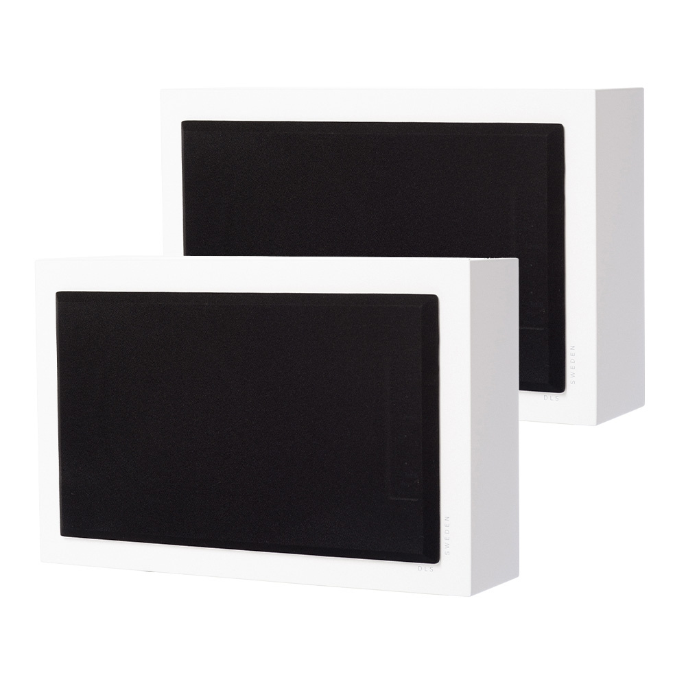 2-pack DLS Flatsub 8.2 seinälle asennettava aktiivinen subwoofer, mattavalkoinen