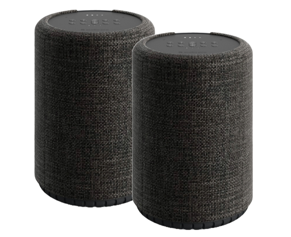 2-pack Audio Pro G10, tummanharmaa ääniohjattu älykaiutin