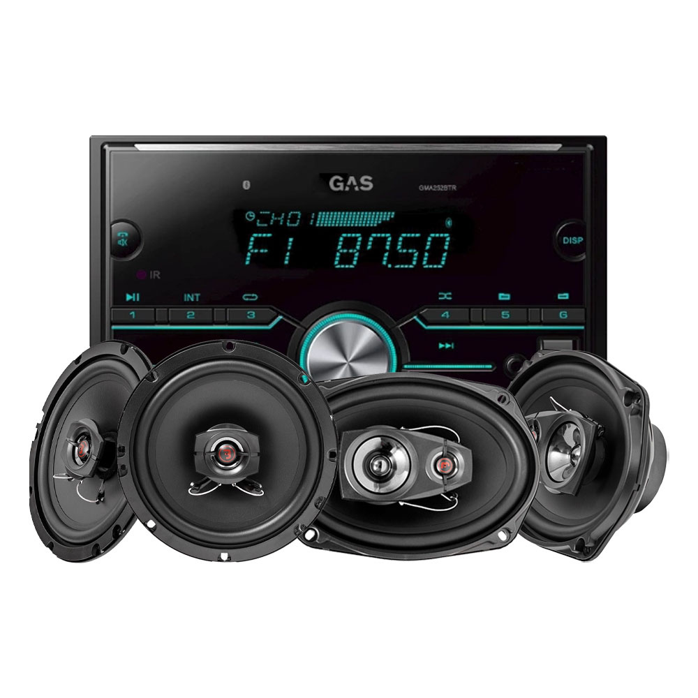 GAS GMA252BTR & Bass Habit REBEL-kaiuttimet, autostereopaketti