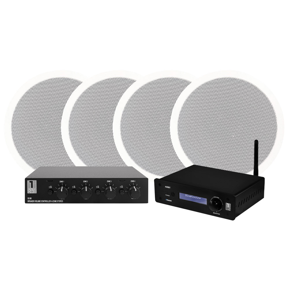 4-pack DLS IC611, 6.5” inbyggnadshögtalare, System One SC4B & System One A50BT