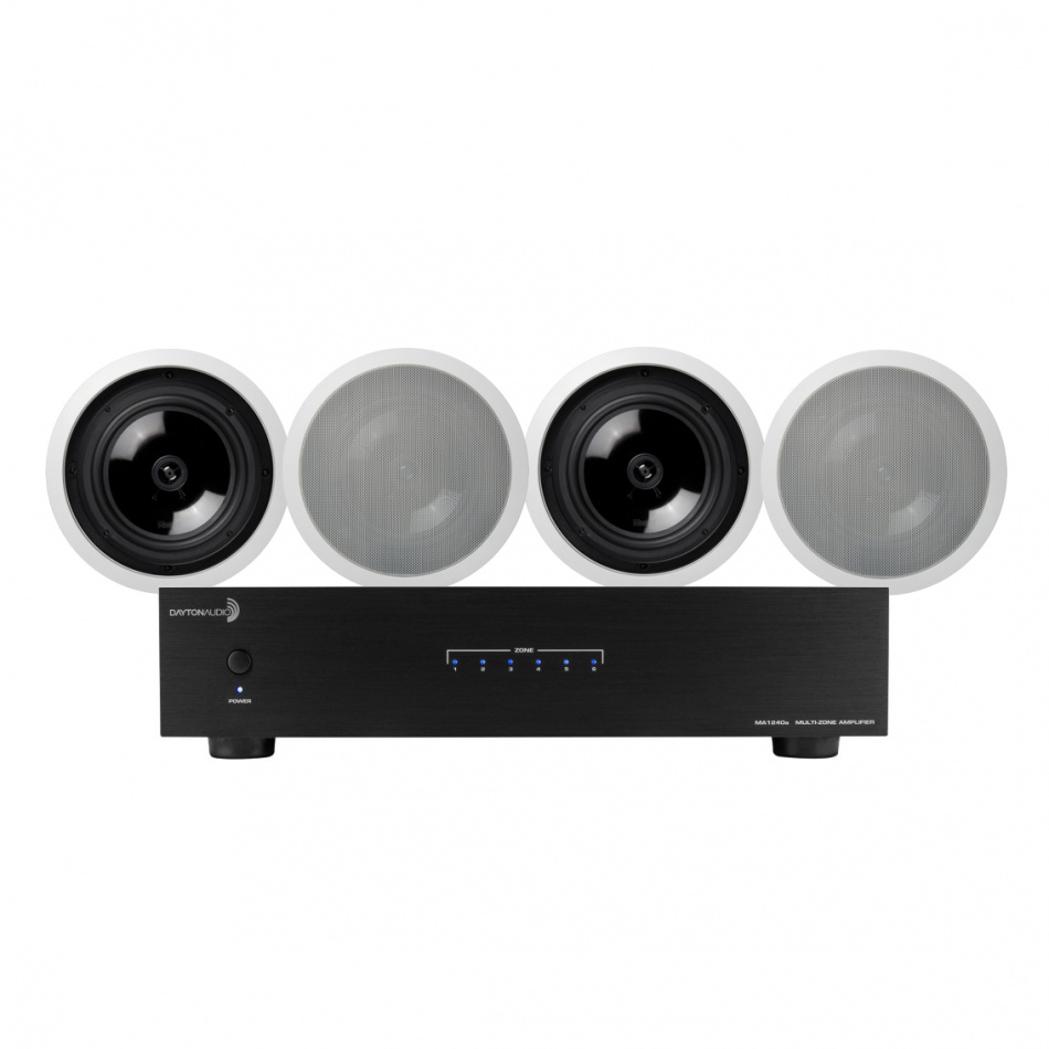 Dayton Audio MA1240 & 2 paria Magnat ICP82 upotettavia kaiuttimia