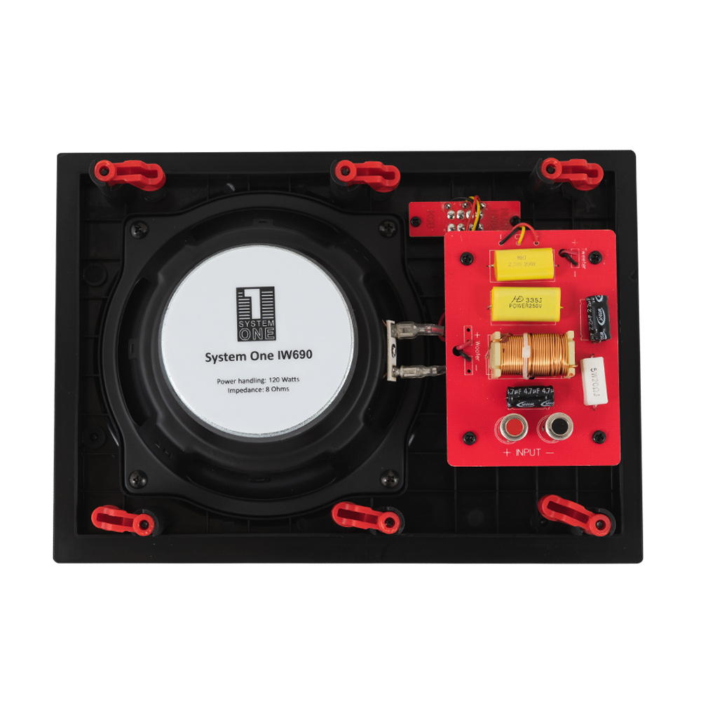 Dayton Audio MA1240 & 2 paria System One IW690 sisäänrakennettuja kaiuttimia