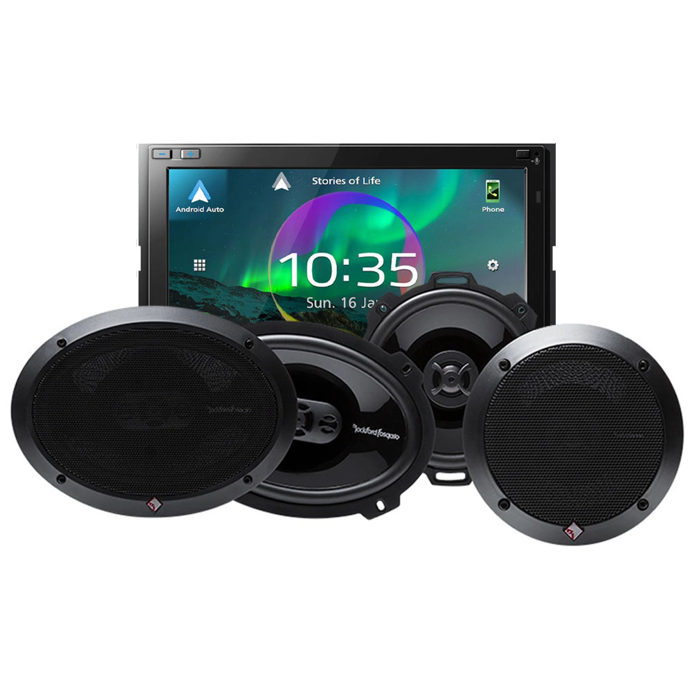 JVC KW-M875DBW & & Rockford Fosgate PUNCH-kaiuttimet, autostereopaketti