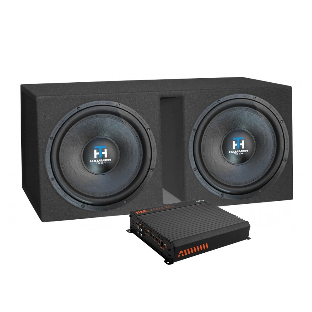 2x15 bassopaketti Hammer Tech LCW15V2D4 laatikossa vahvistimen kanssa