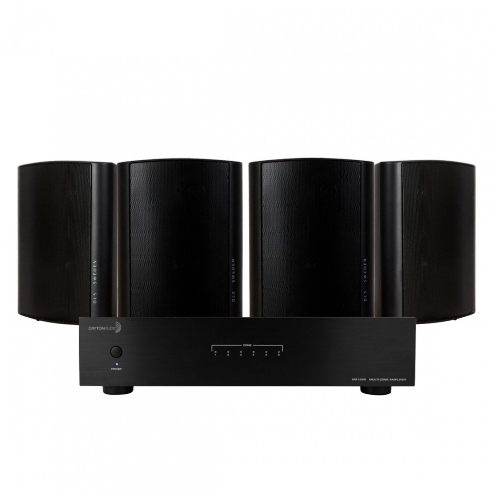 Dayton Audio MA1260 & 2 par svarta DLS MB6i för gymmet eller uteplatsen