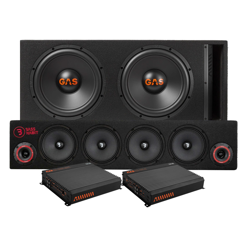 GAS MAD B2-212V bassopaketti & SPL64 roskaplankki vahvistimella
