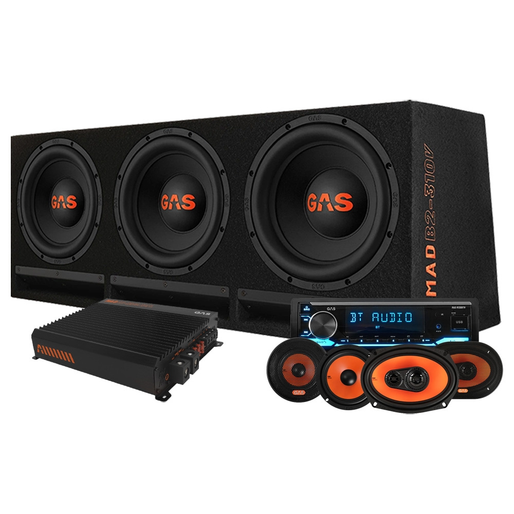 GAS MAD B2-310V kokonaispaketti autostereolla ja kaiuttimilla