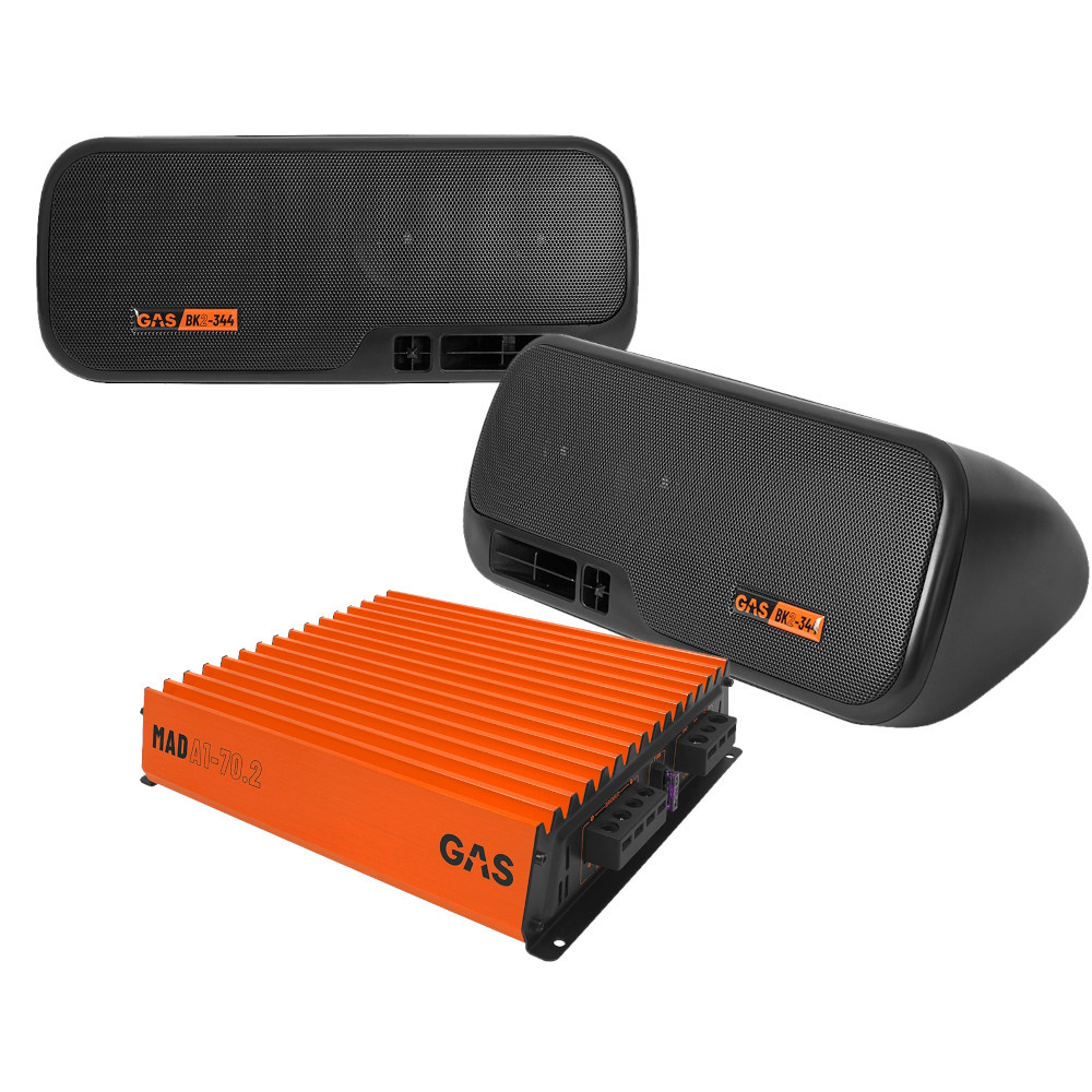 GAS MAD BK2-344 kotelokaiuttimet & MAD A1-70.2, hattuhyllypaketti