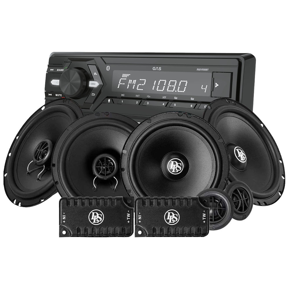 GAS MAD M100-BT DLS etu- ja takakaiuttimilla, autostereopaketti
