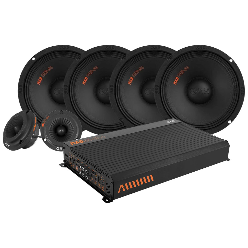 4-pakkaus GAS MAD PM2-64 PT1-254 SPL-paketti vahvistimella, keskitaso