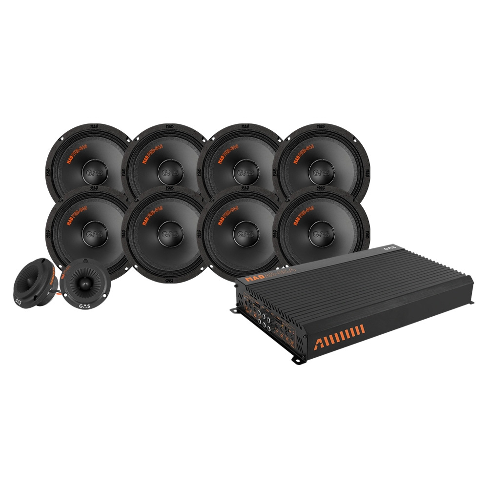 4-pack GAS MAD PM2-64S PT1-254:n ja vahvistimen kanssa, SPL-paketti