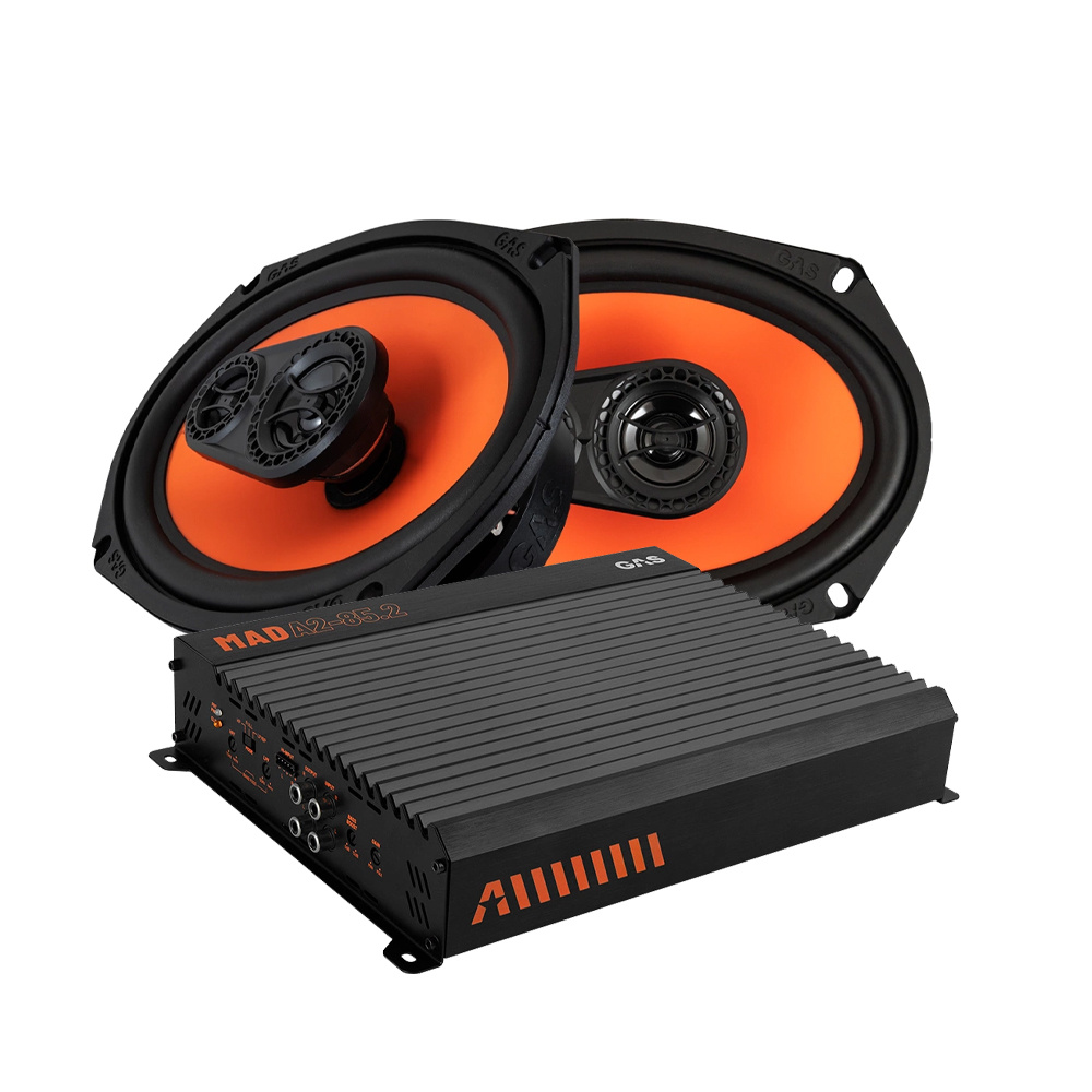 GAS MAD X2-694 koaksiaalikaiuttimet & MAD A2-85.2, hattuhyllypaketti