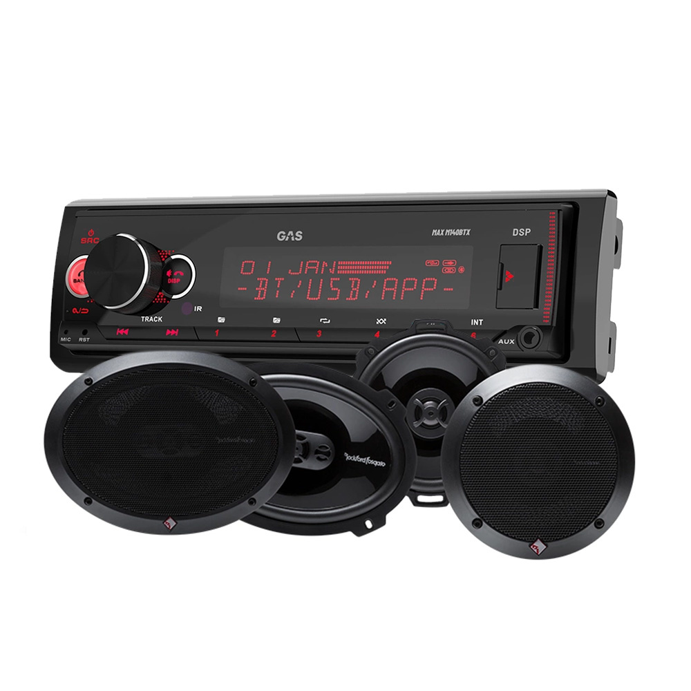 GAS MAX M140-BTX & Rockford Fosgate PUNCH-kaiuttimet, autostereopaketti