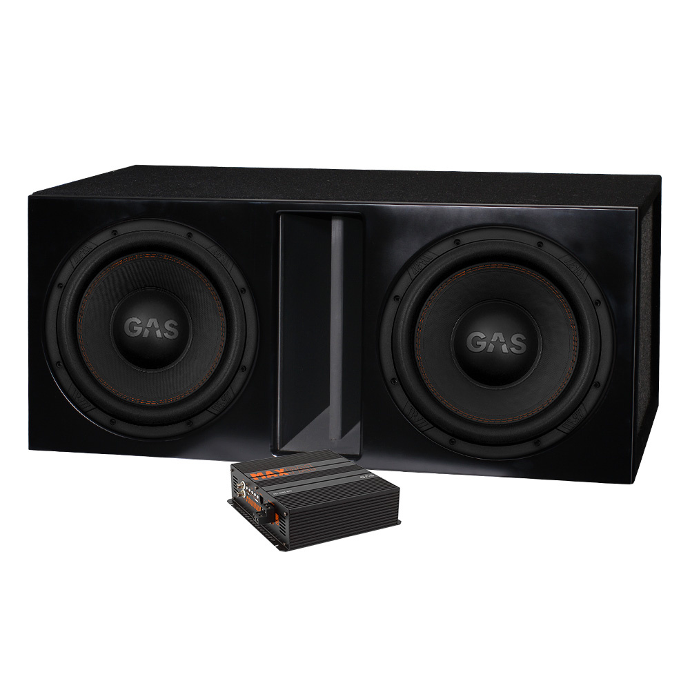 2-pakkaus GAS MAX S1-12D1 portatussa laatikossa MAX PA1-3000.1DZ1, bassopaketti