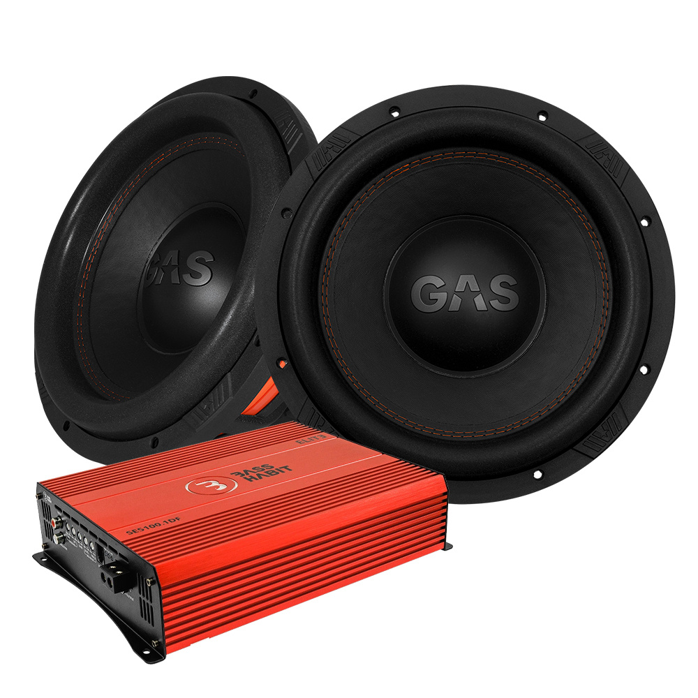 2-pakkaus GAS MAX S1-12D2 & SPL ELITE 5100.1DF, bassopaketti