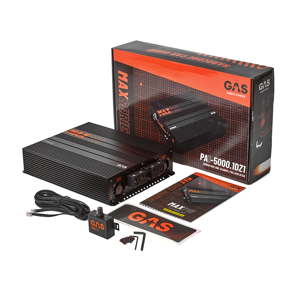 2-pakkaus GAS MAX S2-12D1 MAX PA1-5000.1DZ1:llä, raskas bassarja