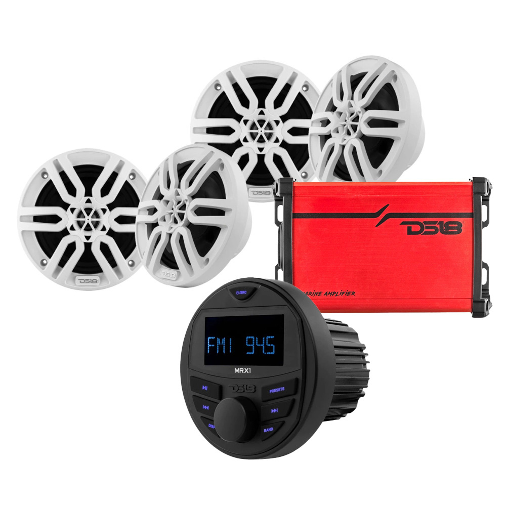 DS18 MRX1, merivahvistin ja 2 paria MP6, täydellinen meripaketti