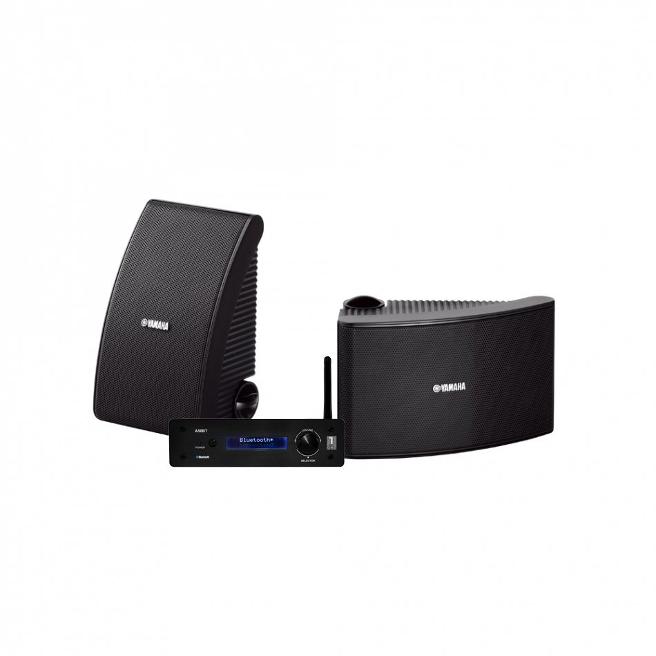 System One A50BT & Yamaha NS-AW392 ulkokaiuttimet, musta
