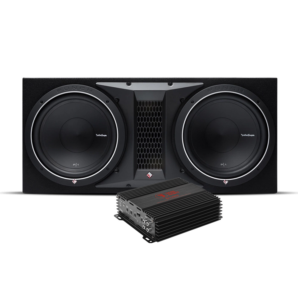 Rockford Fosgate P1-2x12 & Bass Habit Rebel RA1200W, bassopaketti