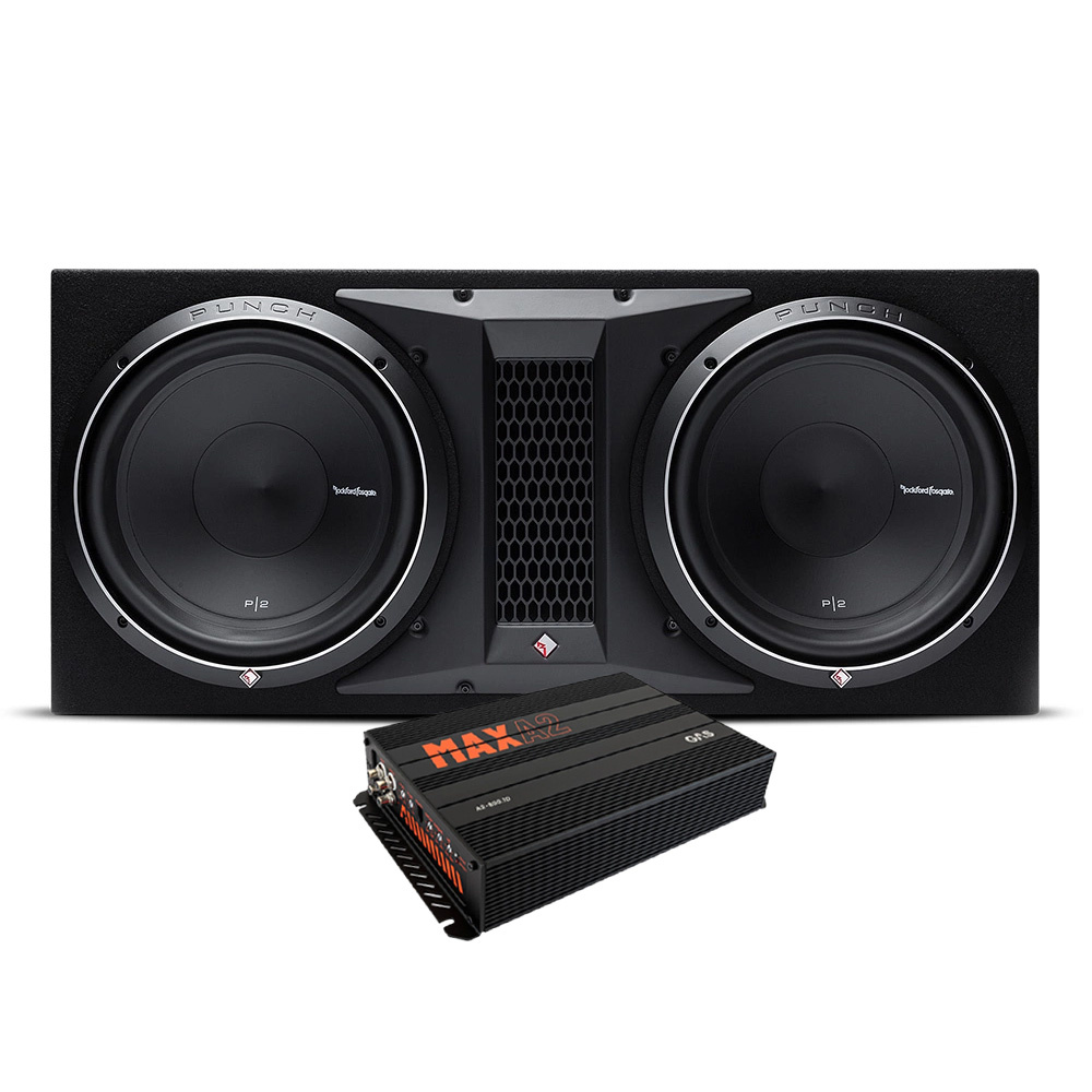 Rockford Fosgate P2-2X12 ja MAX A2-800.1D