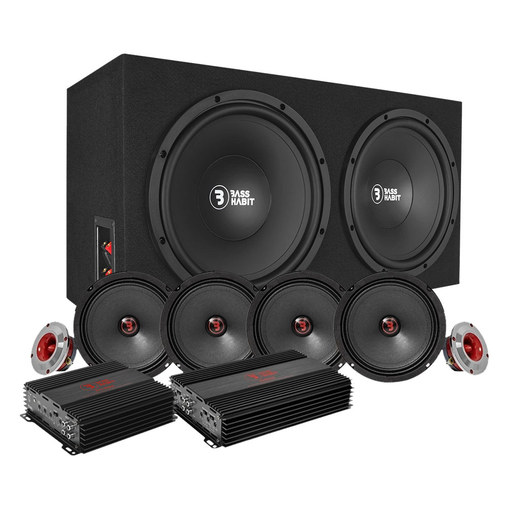 Bass Habit PL212 ja SR165M, SPL kokonaispaketti vahvistimella