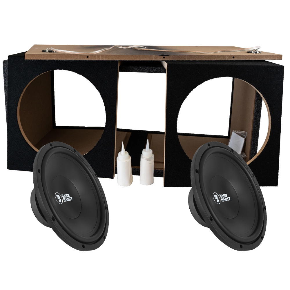 2-pack Bass Habit PL300 laatikossa RA2000W:n kanssa, bassopaketti rakennussarjana