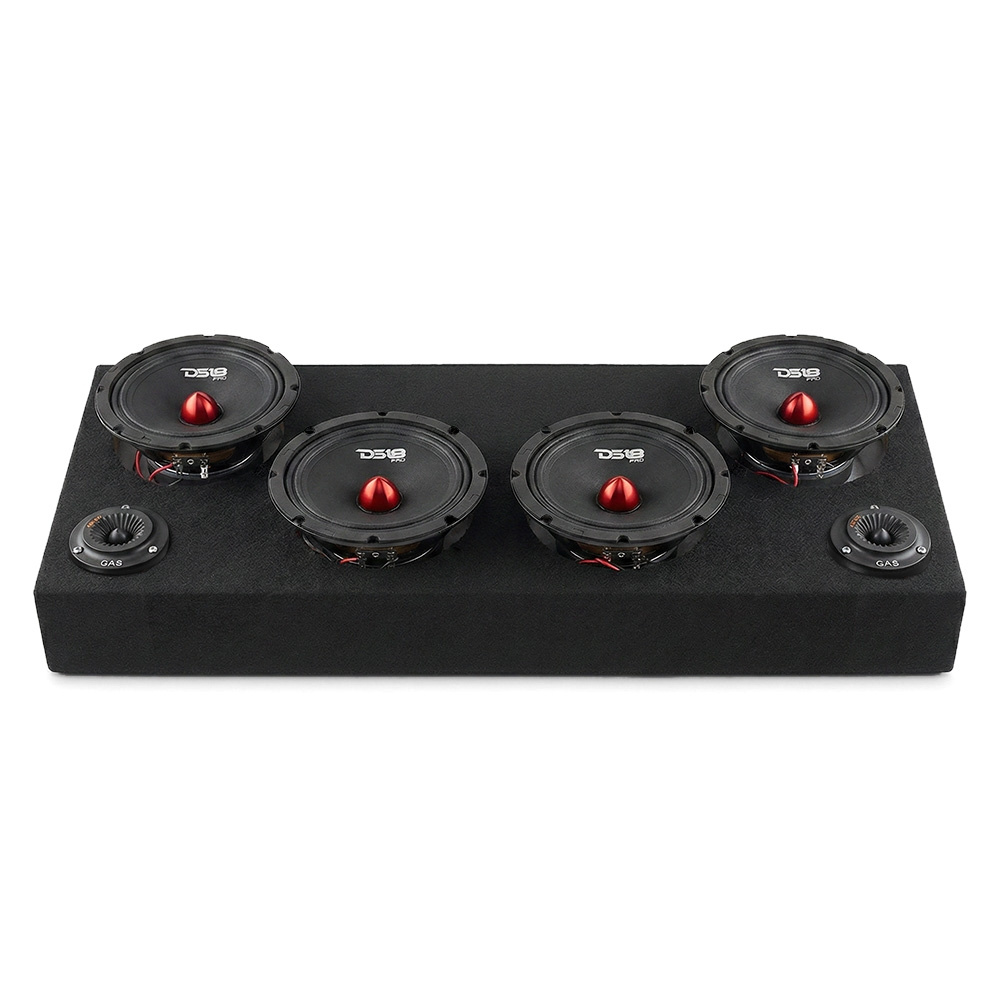 4 kpl DS18 PRO-GM8B raggarilautaan asennettuna MAD PT2-254 torvikaiuttimilla