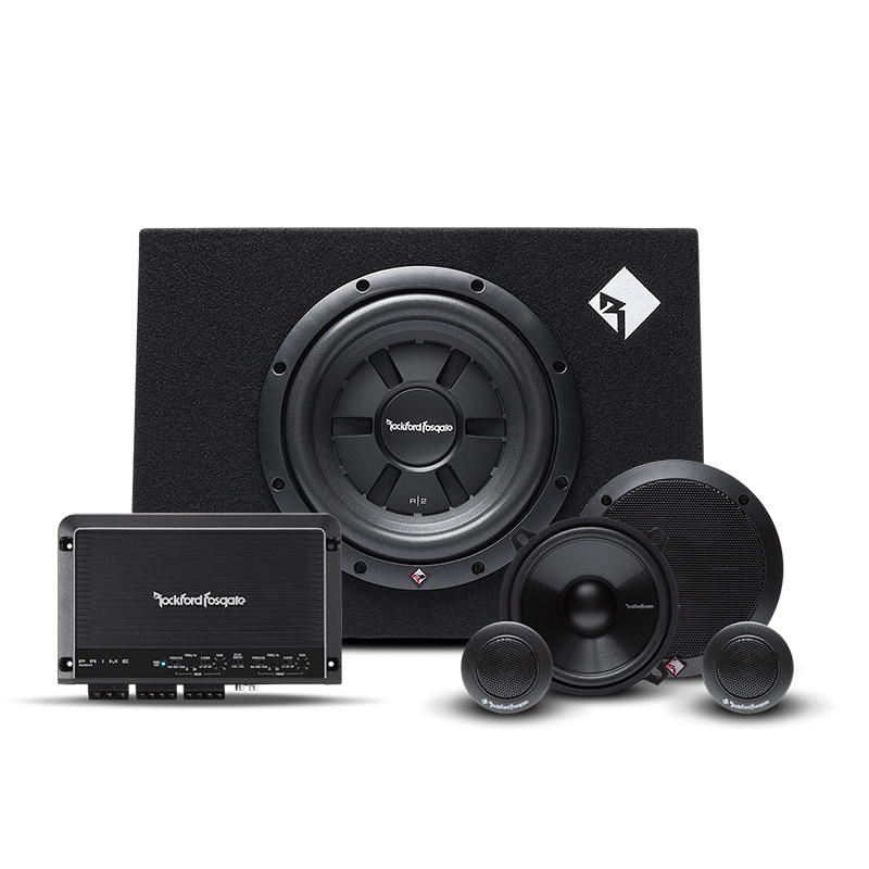 Rockford Fosgate R250X4 ja R2S-1X10 subwooferi sekä Prime-kitsysteemi