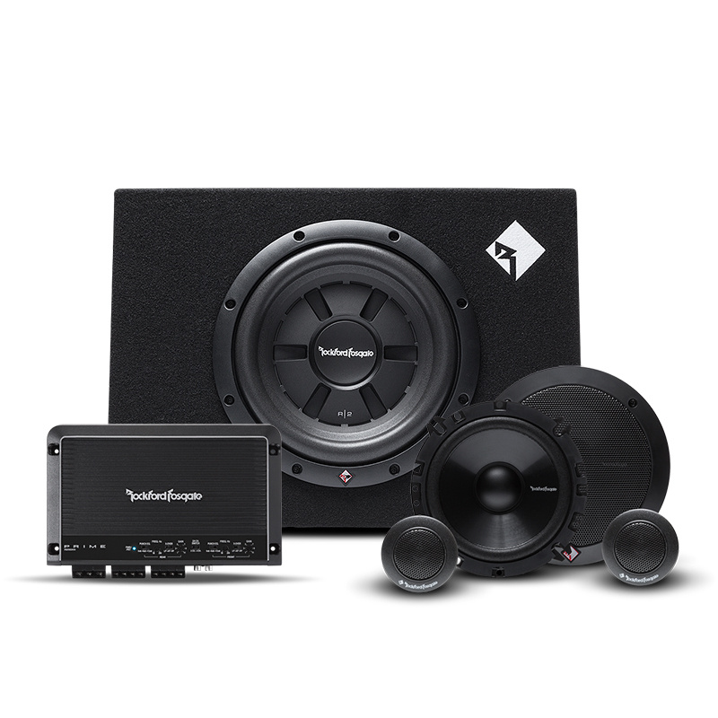 Rockford Fosgate R250X4 ja R2S-1X10 subwooferi sekä Prime-kitsysteemi