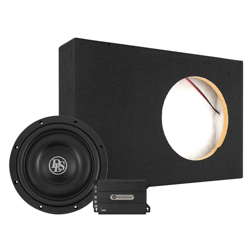 DLS RCS10.D2 laatikossa PS1.500:n kanssa, siro basso paketti