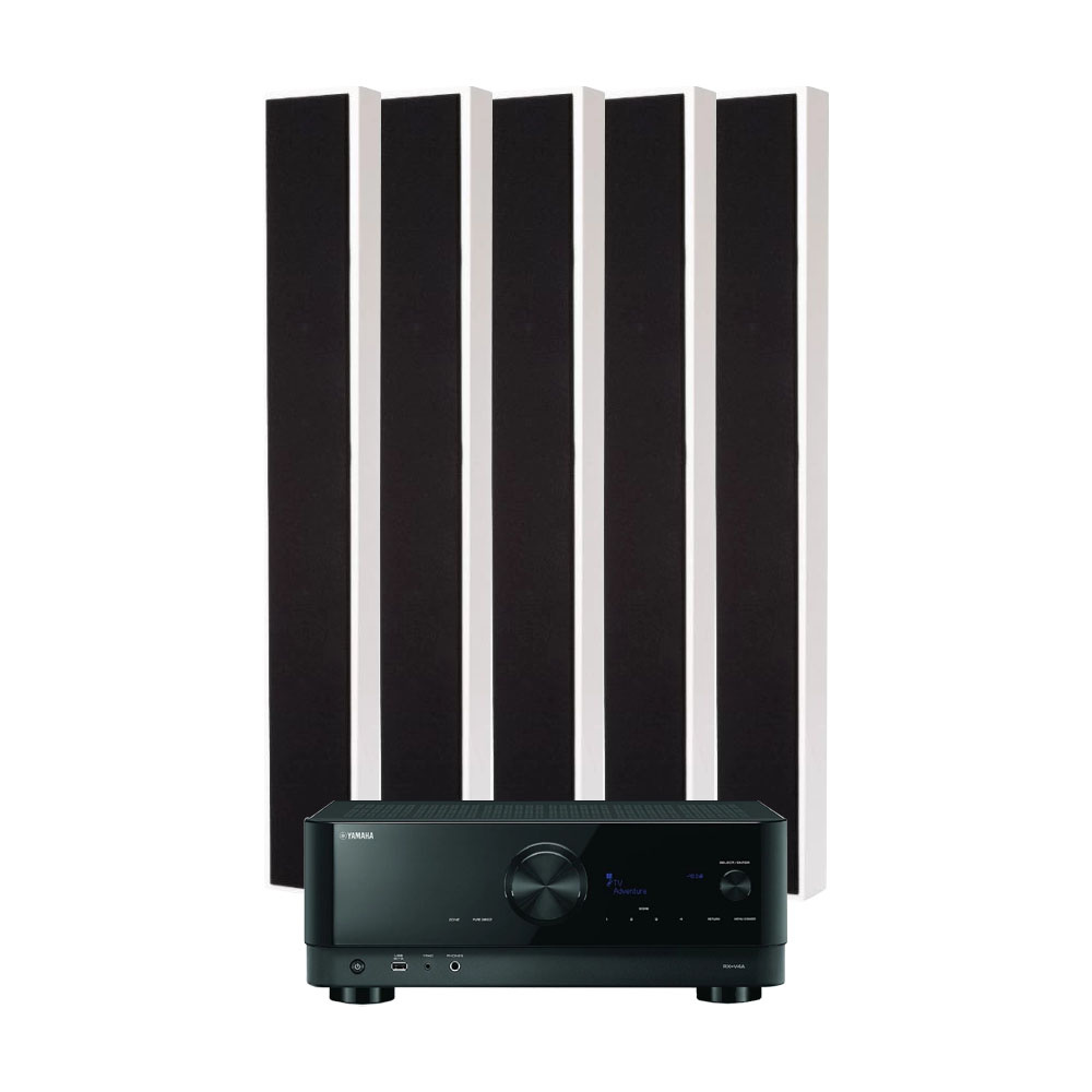 Yamaha RX-V4A & DLS Flatbox Slim XL 5.0 kotiteatteripaketti, valkoinen
