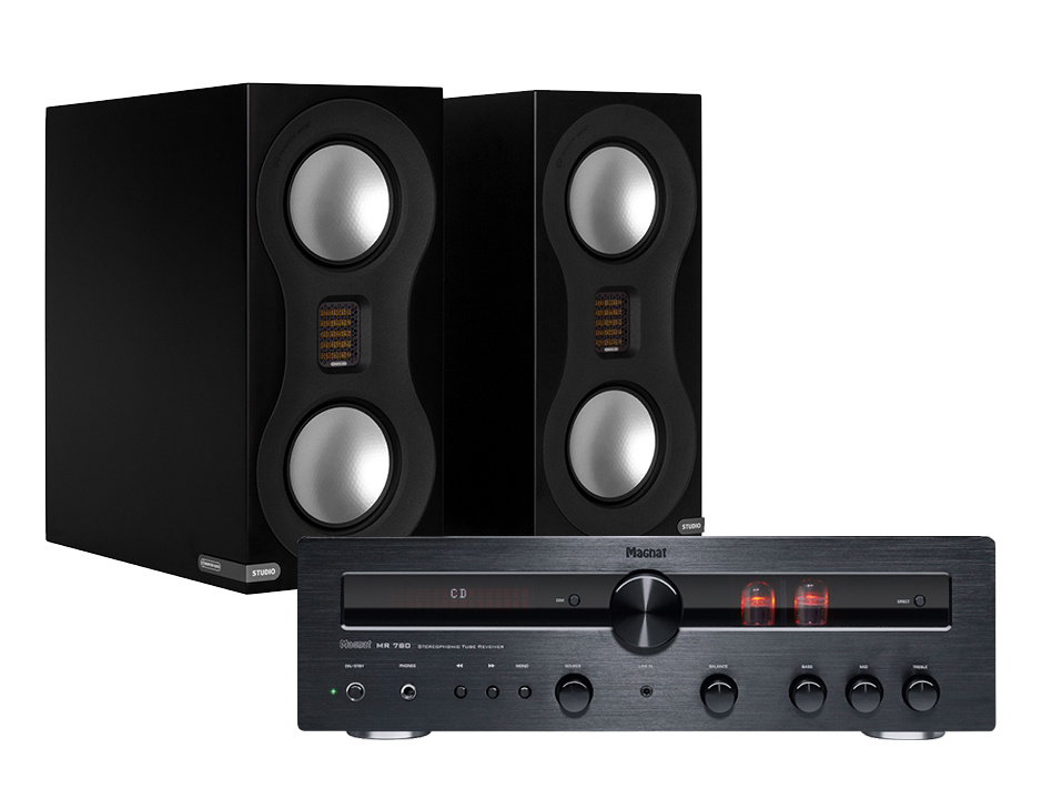 Magnat MR780 & Monitor Audio Studio svarta, stereopaket