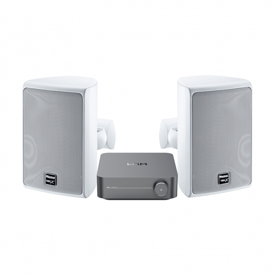 WiiM Amp & Magnat Symbol X 130 ulkokaiuttimet, valkoinen
