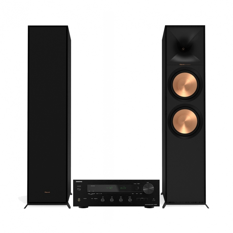 Onkyo TX-8470 & Klipsch R-800F Stereo Paketti Lattiakaiuttimet
