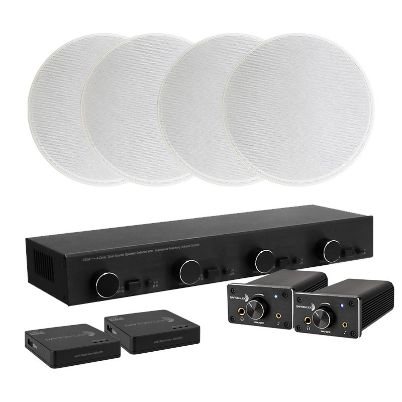 Dayton Audio DTA-120BT med 4st IC680, högtalarväxel och WiFi-adapter